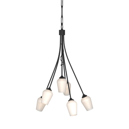 Flora Multi-Light Arm Chandelier in Black (Opal Glass).