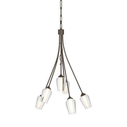 Flora Multi-Light Arm Chandelier in Bronze (Opal and Seeded Glass).