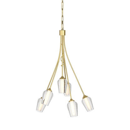 Flora Multi-Light Arm Chandelier in Modern Brass (Opal and Seeded Glass).