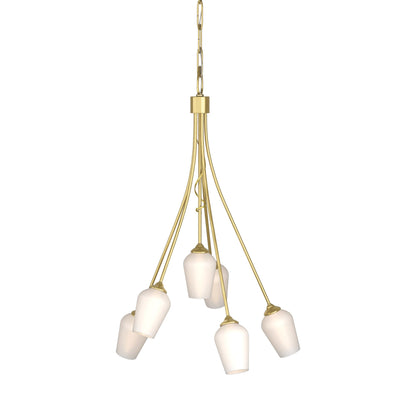 Flora Multi-Light Arm Chandelier in Modern Brass (Opal Glass).
