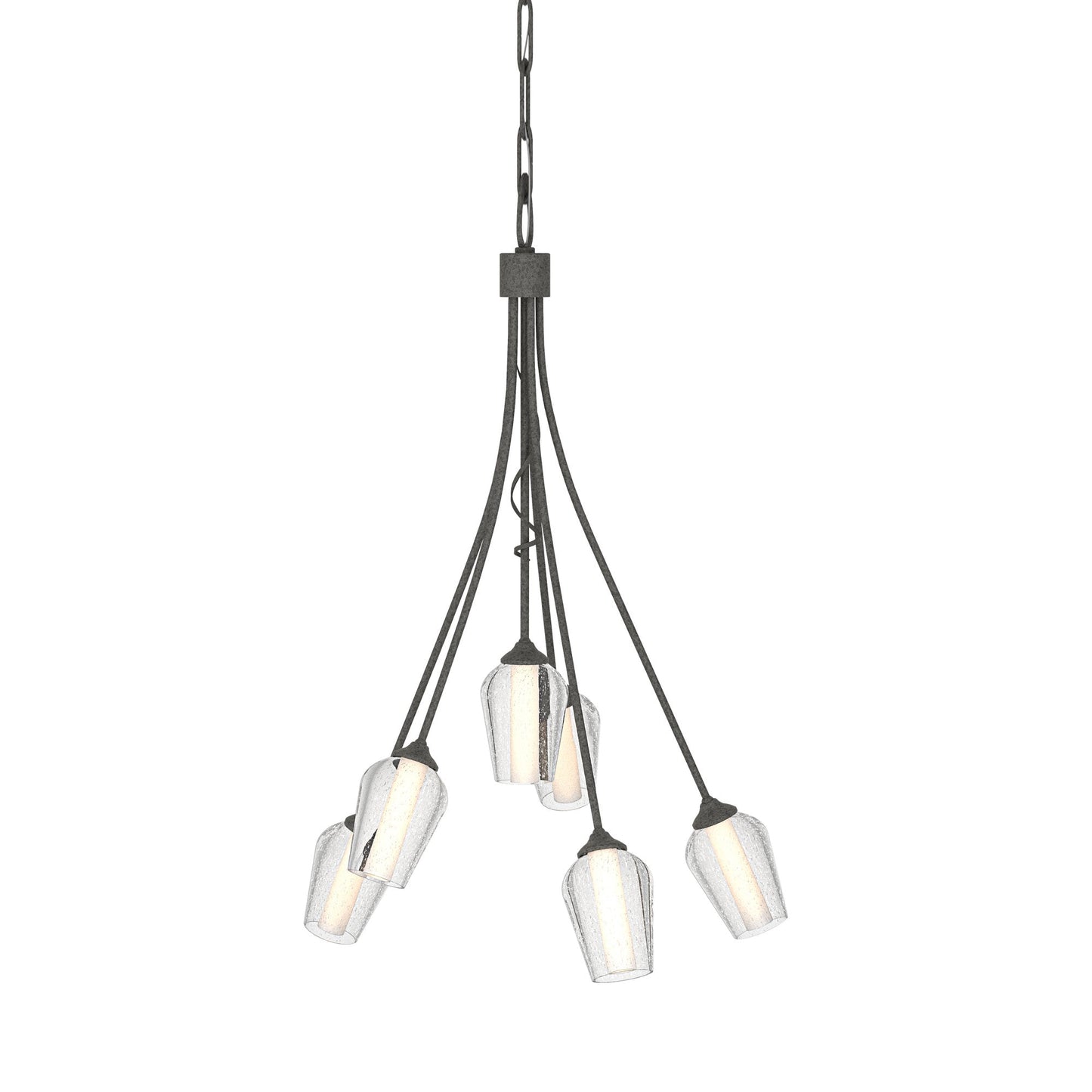 Flora Multi-Light Arm Chandelier in Natural Iron (Opal and Seeded Glass).