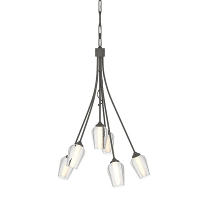 Flora Multi-Light Arm Chandelier in Natural Iron (Opal and Seeded Glass).
