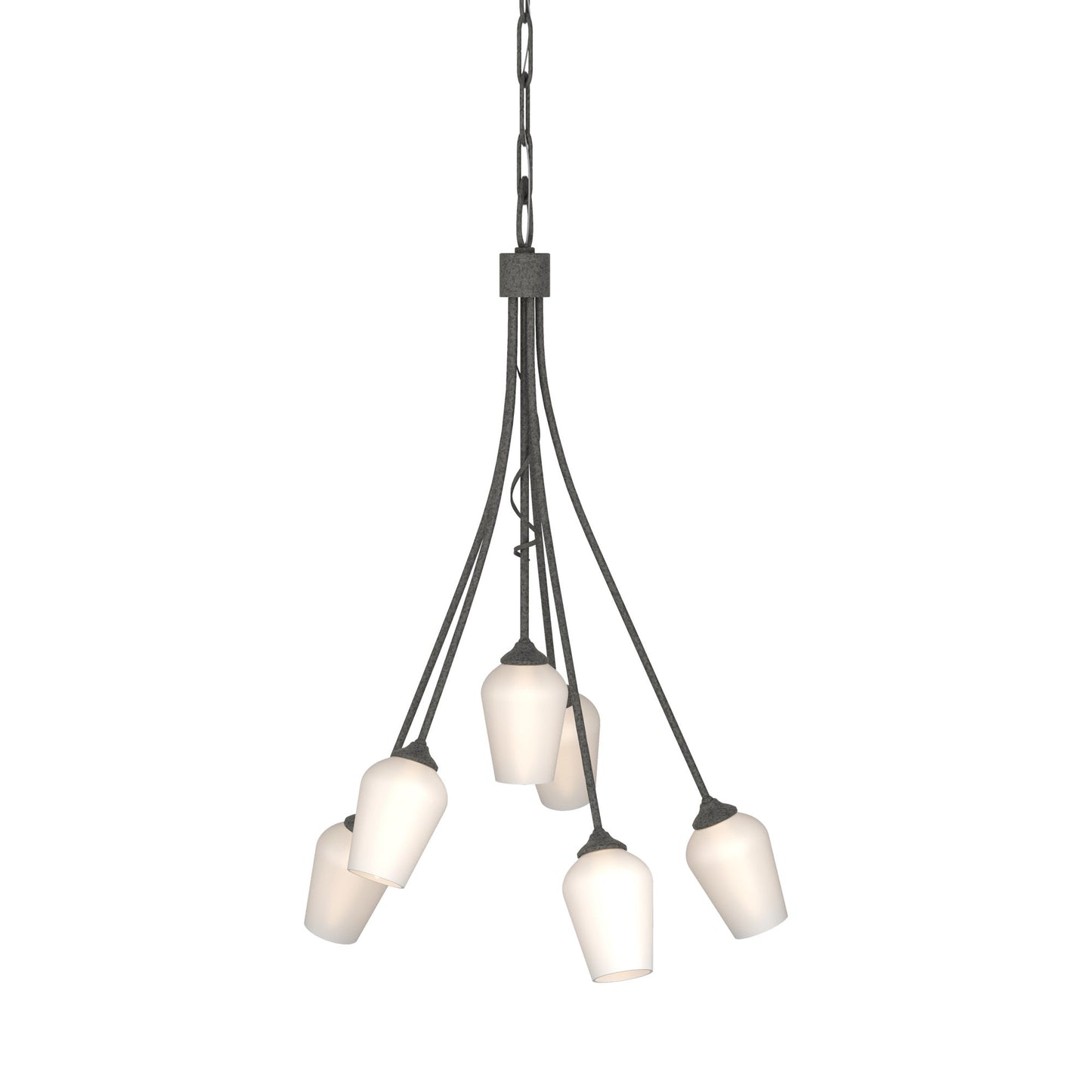 Flora Multi-Light Arm Chandelier in Natural Iron (Opal Glass).
