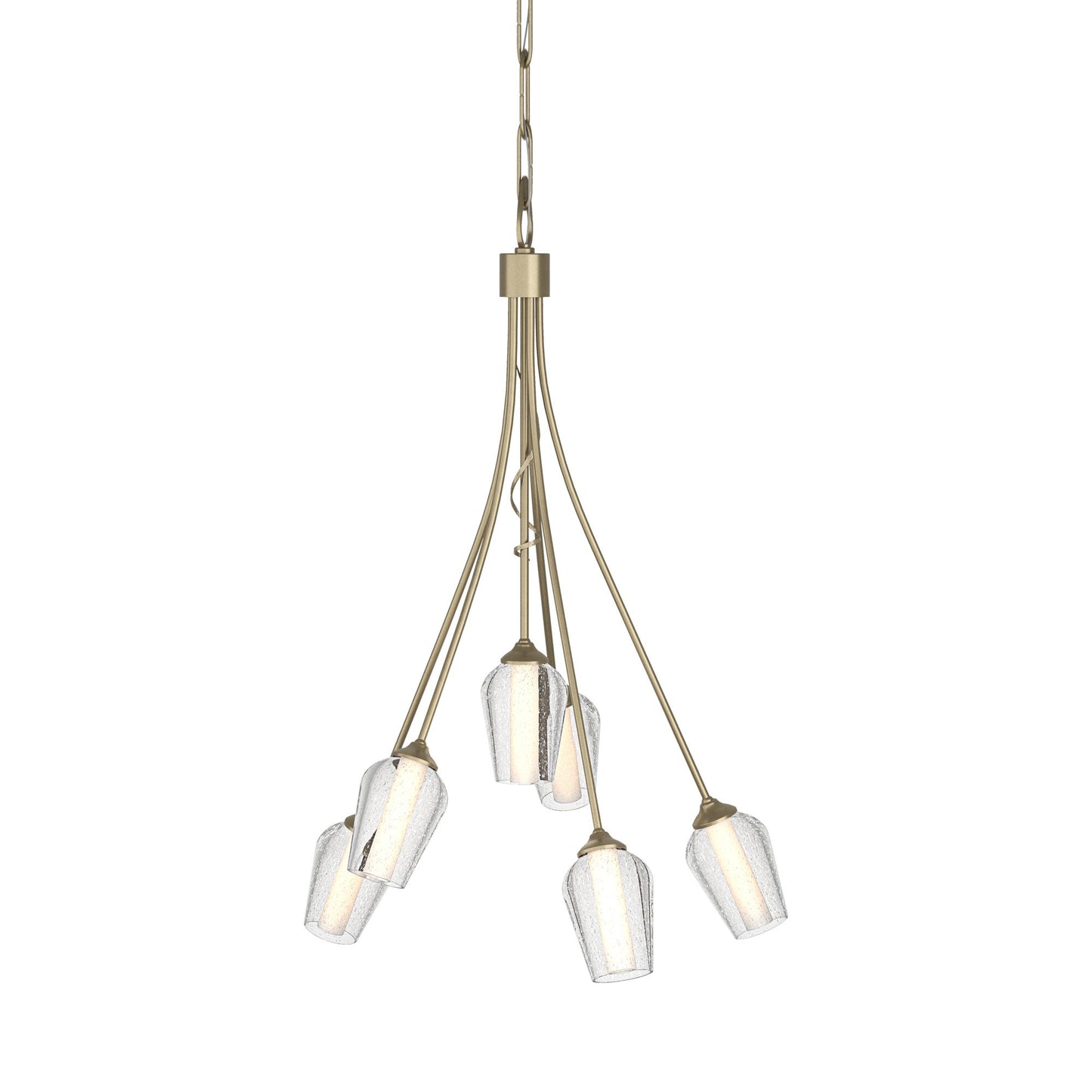Flora Multi-Light Arm Chandelier in Soft Gold (Opal and Seeded Glass).