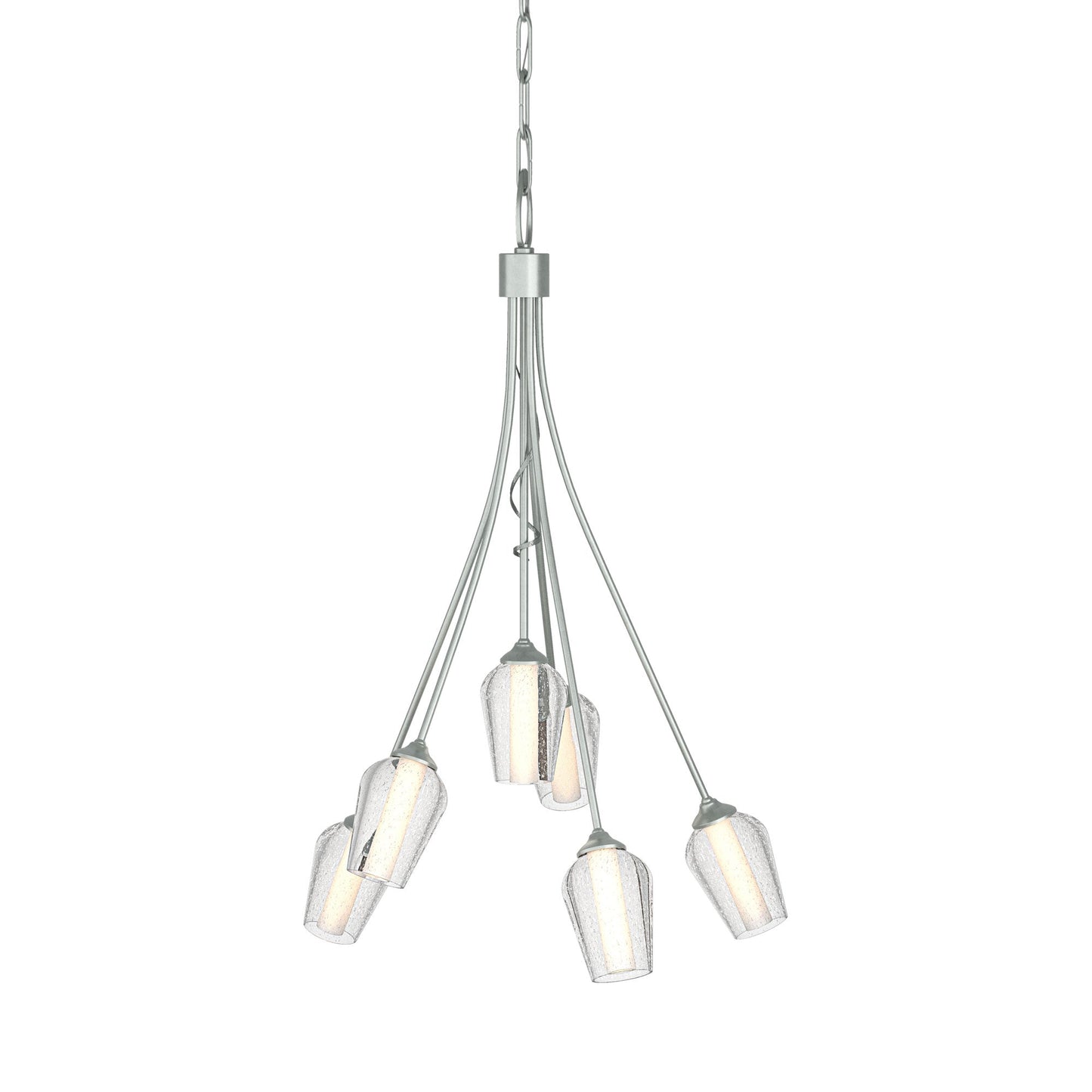 Flora Multi-Light Arm Chandelier in Vintage Platinum (Opal and Seeded Glass).