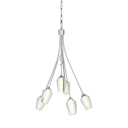 Flora Multi-Light Arm Chandelier in Vintage Platinum (Opal and Seeded Glass).