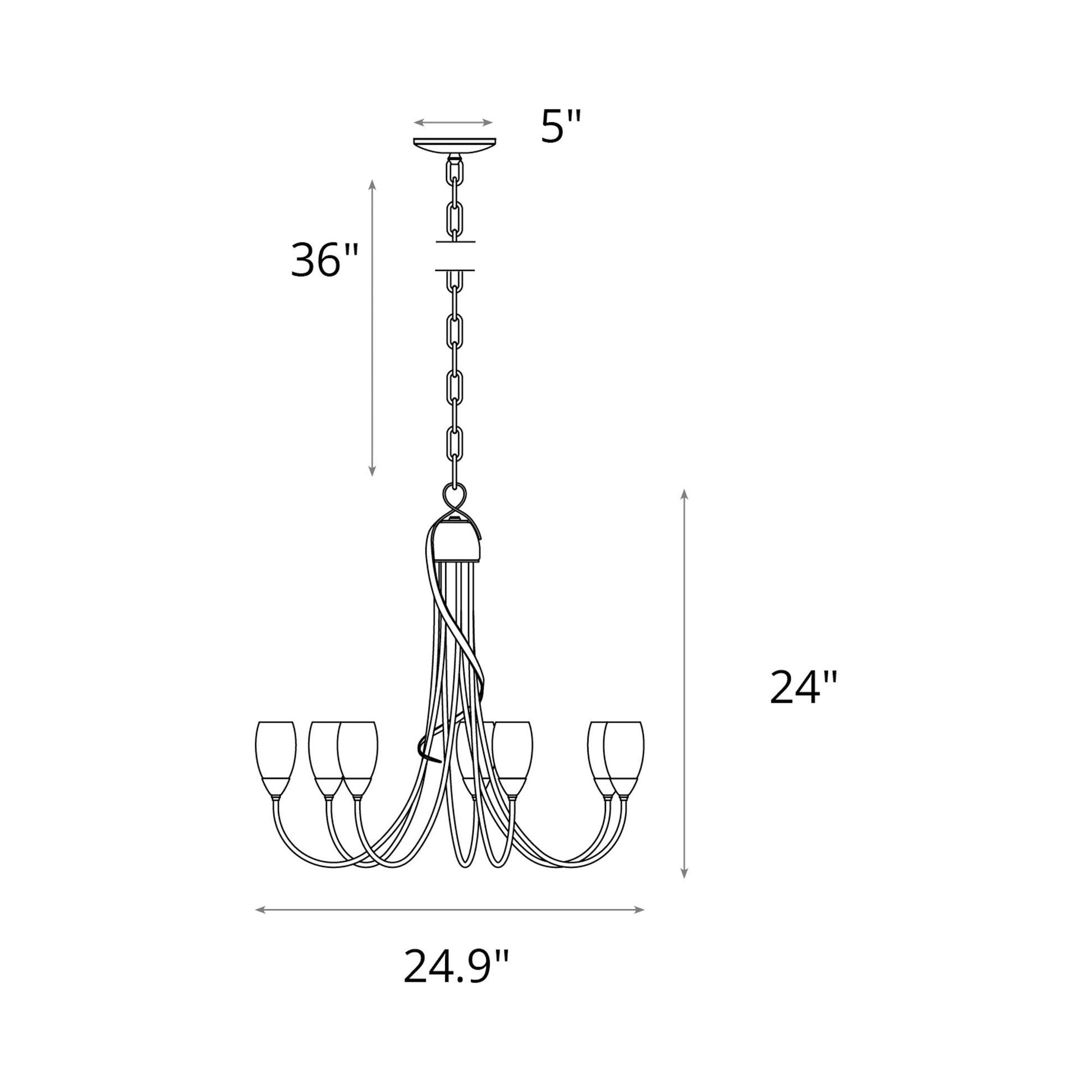 Flora Multi-Light Chandelier - line drawing.
