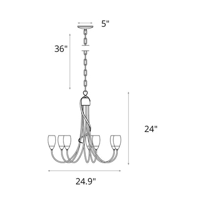 Flora Multi-Light Chandelier - line drawing.
