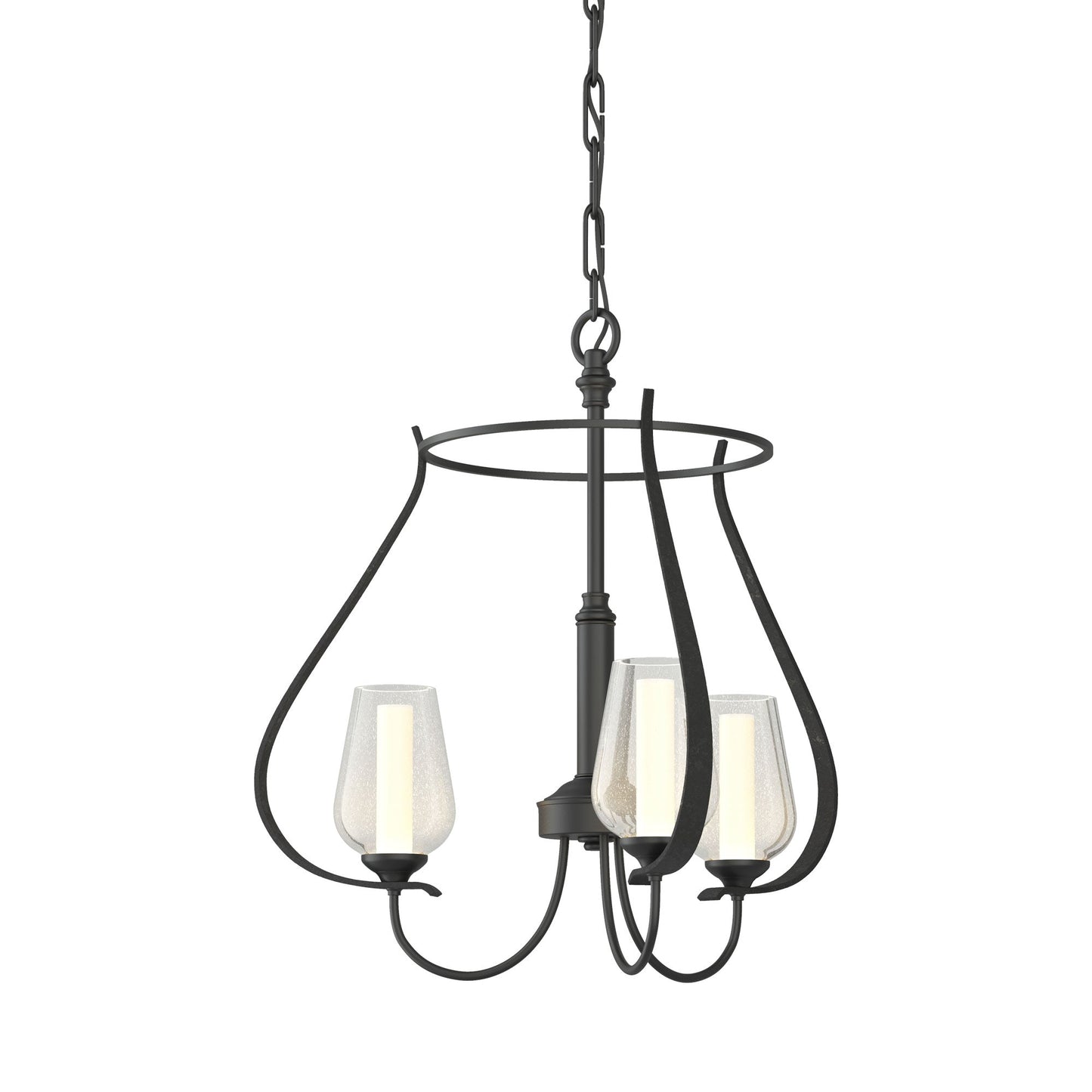 Flora Ring Chandelier in Black/Opal and Seeded Glass (3-Light).