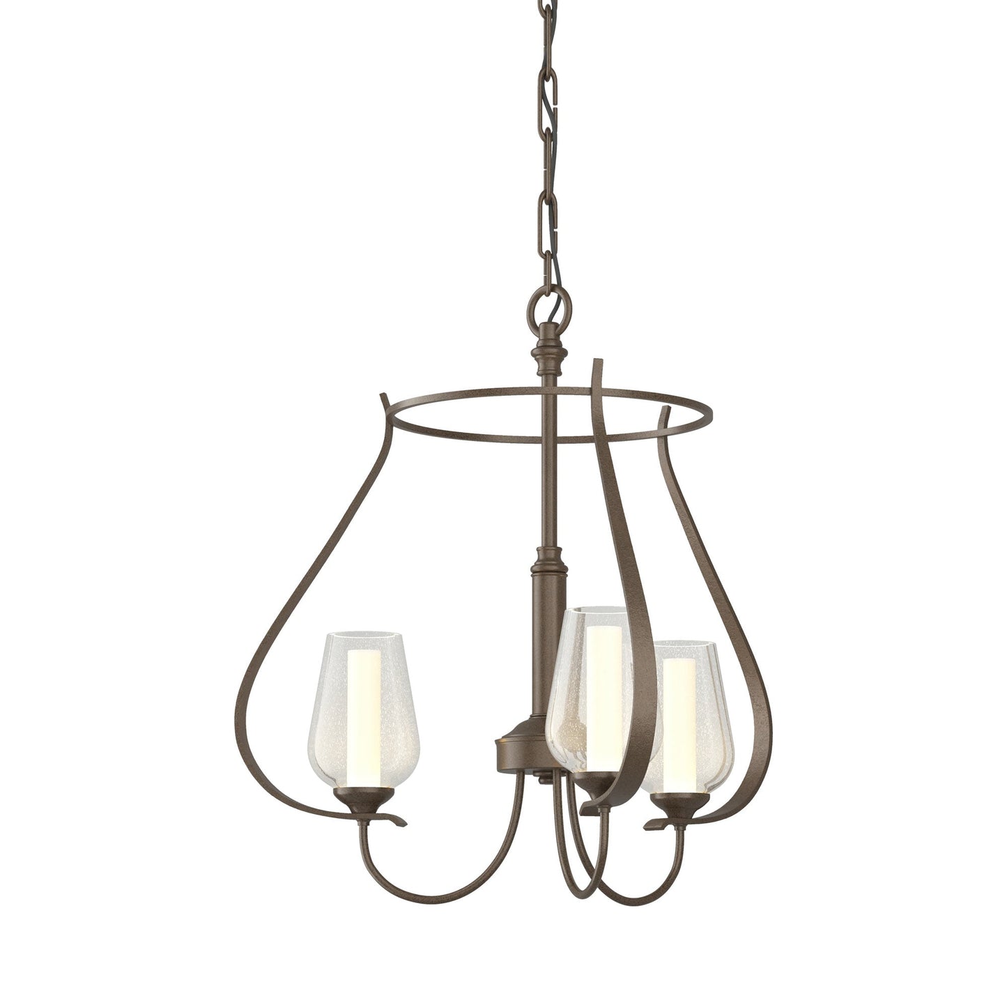 Flora Ring Chandelier in Bronze/Opal and Seeded Glass (3-Light).