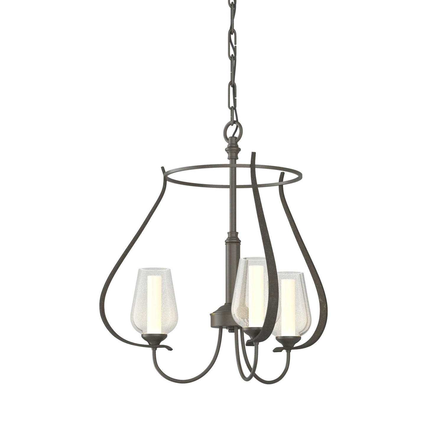 Flora Ring Chandelier in Dark Smoke/Opal and Seeded Glass (3-Light).