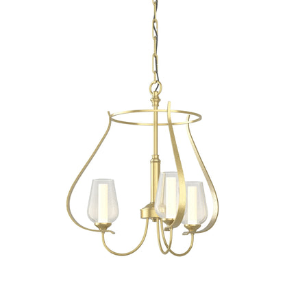 Flora Ring Chandelier in Modern Brass/Opal and Seeded Glass (3-Light).