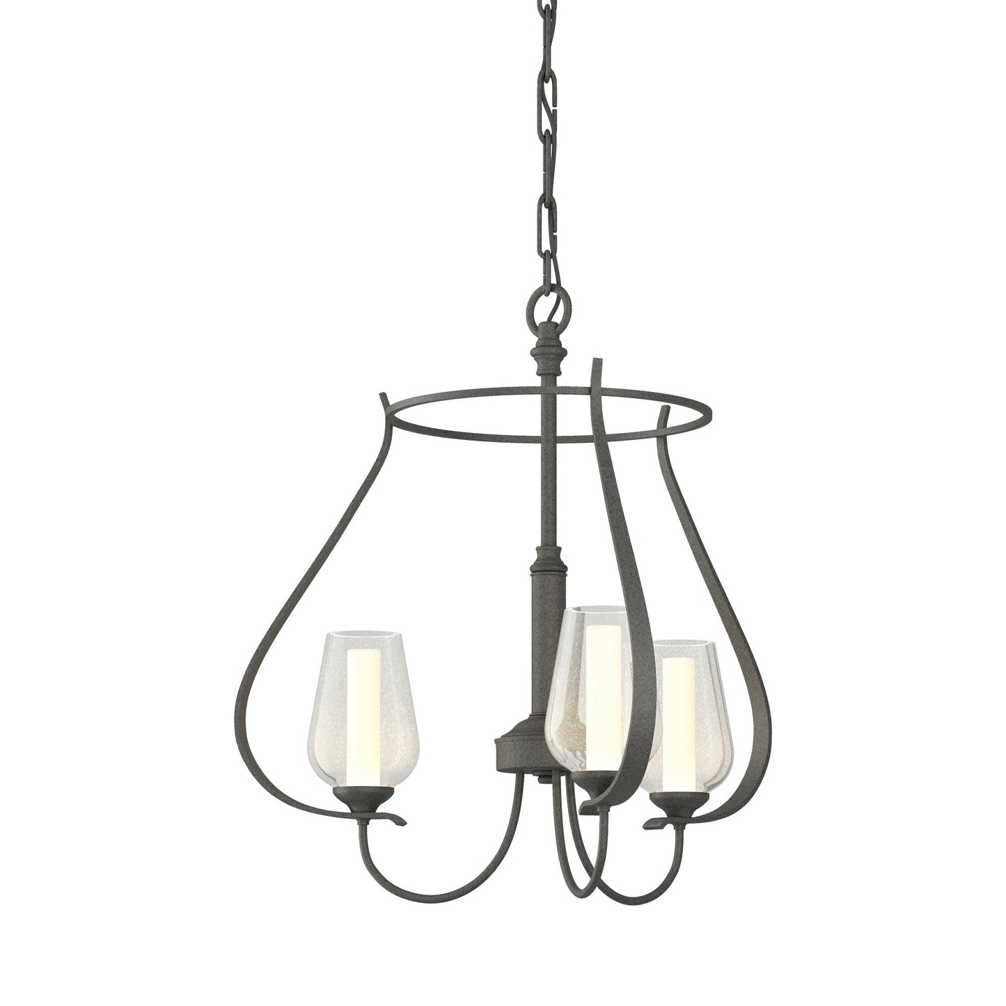Flora Ring Chandelier in Natural Iron/Opal and Seeded Glass (3-Light).