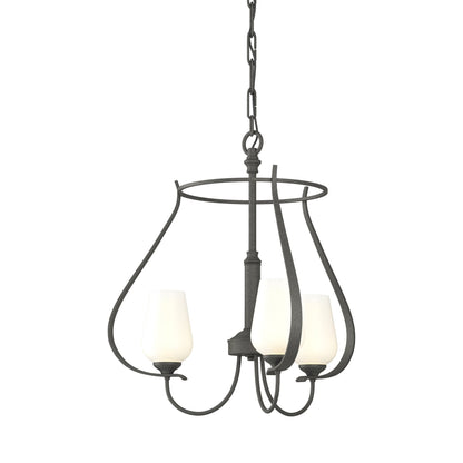 Flora Ring Chandelier in Natural Iron/Opal Glass (3-Light).