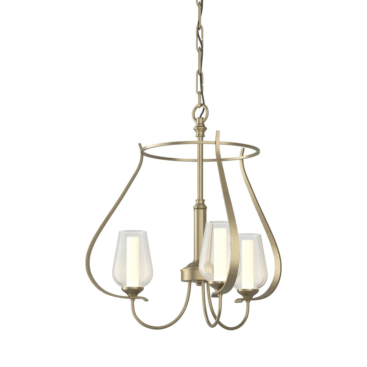 Flora Ring Chandelier in Soft Gold/Opal and Seeded Glass (3-Light).