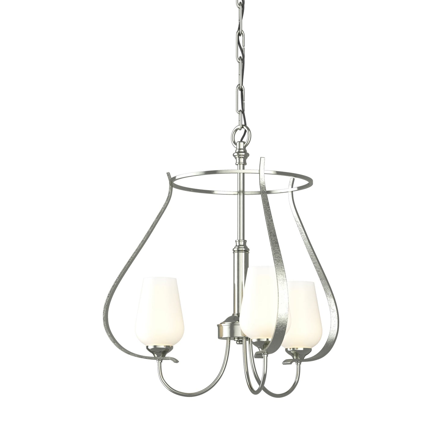 Flora Ring Chandelier in Sterling/Opal Glass (3-Light).