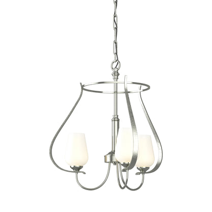 Flora Ring Chandelier in Sterling/Opal Glass (3-Light).