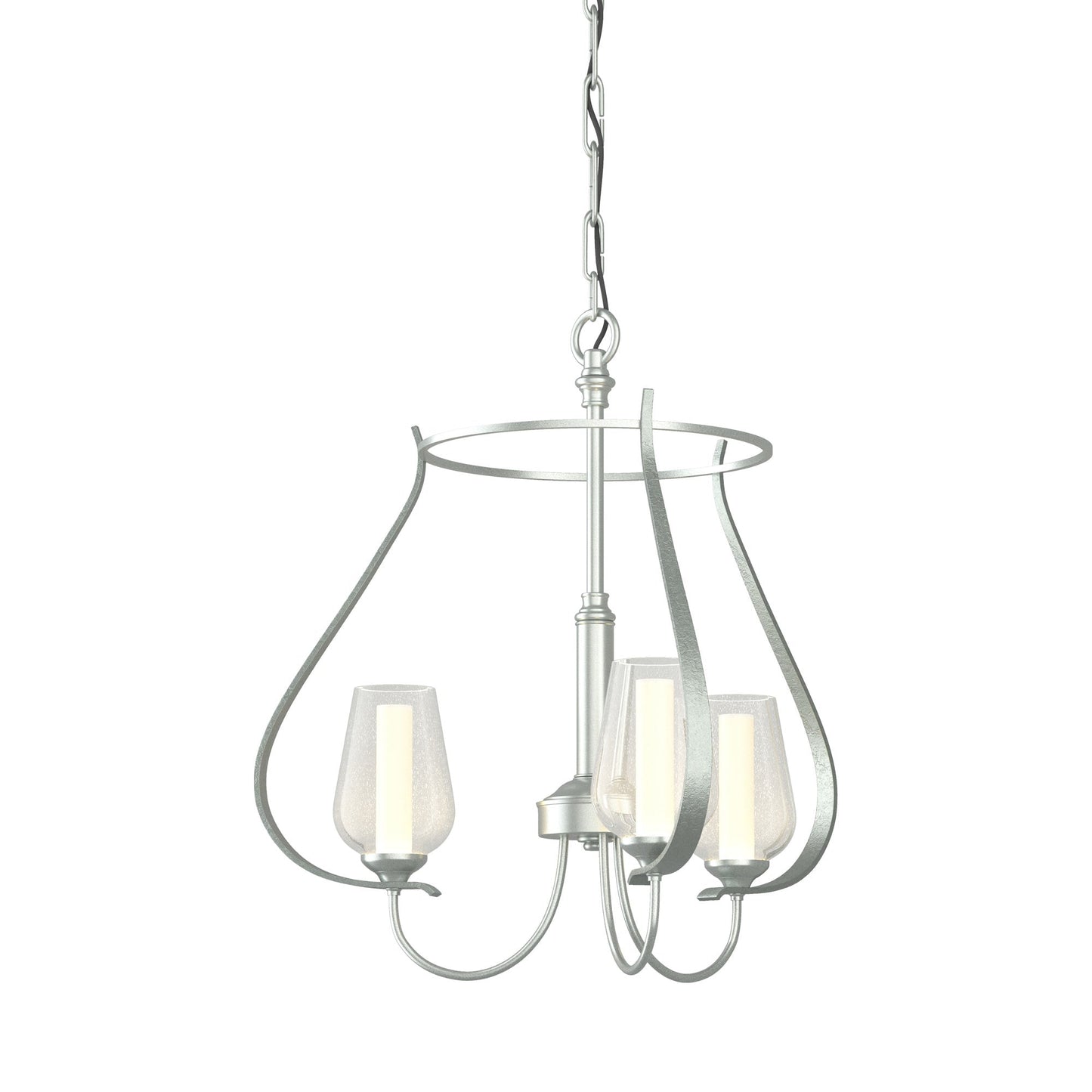 Flora Ring Chandelier in Vintage Platinum/Opal and Seeded Glass (3-Light).