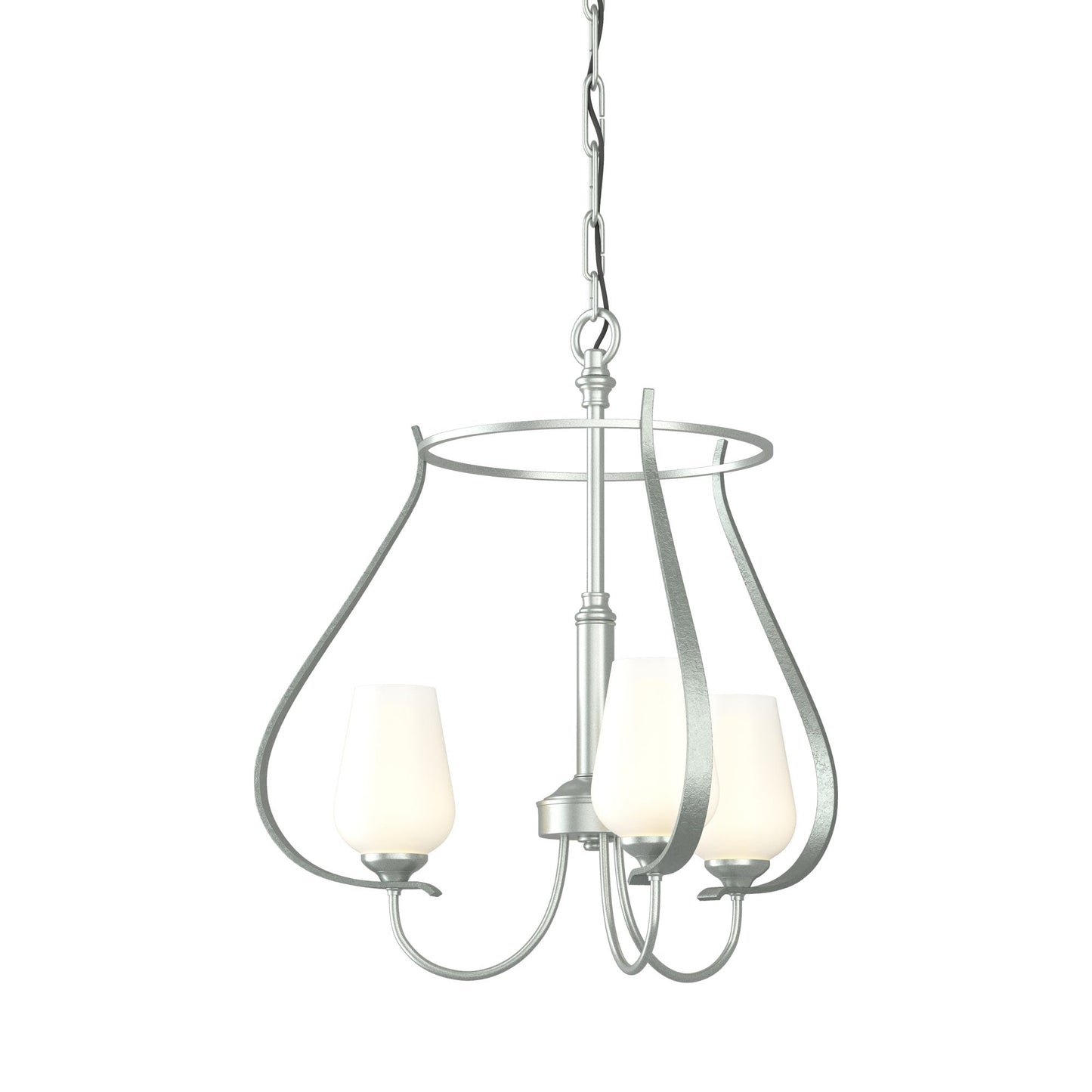 Flora Ring Chandelier in Vintage Platinum/Opal Glass (3-Light).