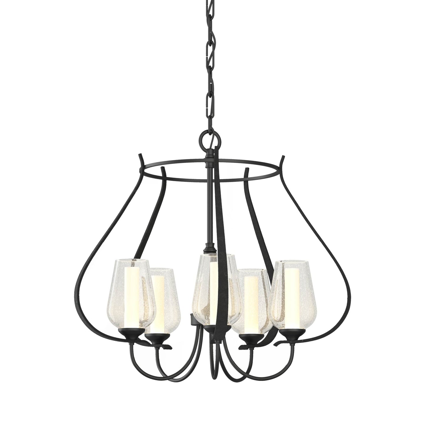 Flora Ring Chandelier in Black/Opal and Seeded Glass (5-Light).