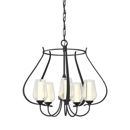 Flora Ring Chandelier in Black/Opal and Seeded Glass (5-Light).