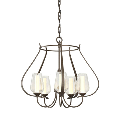 Flora Ring Chandelier in Bronze/Opal and Seeded Glass (5-Light).