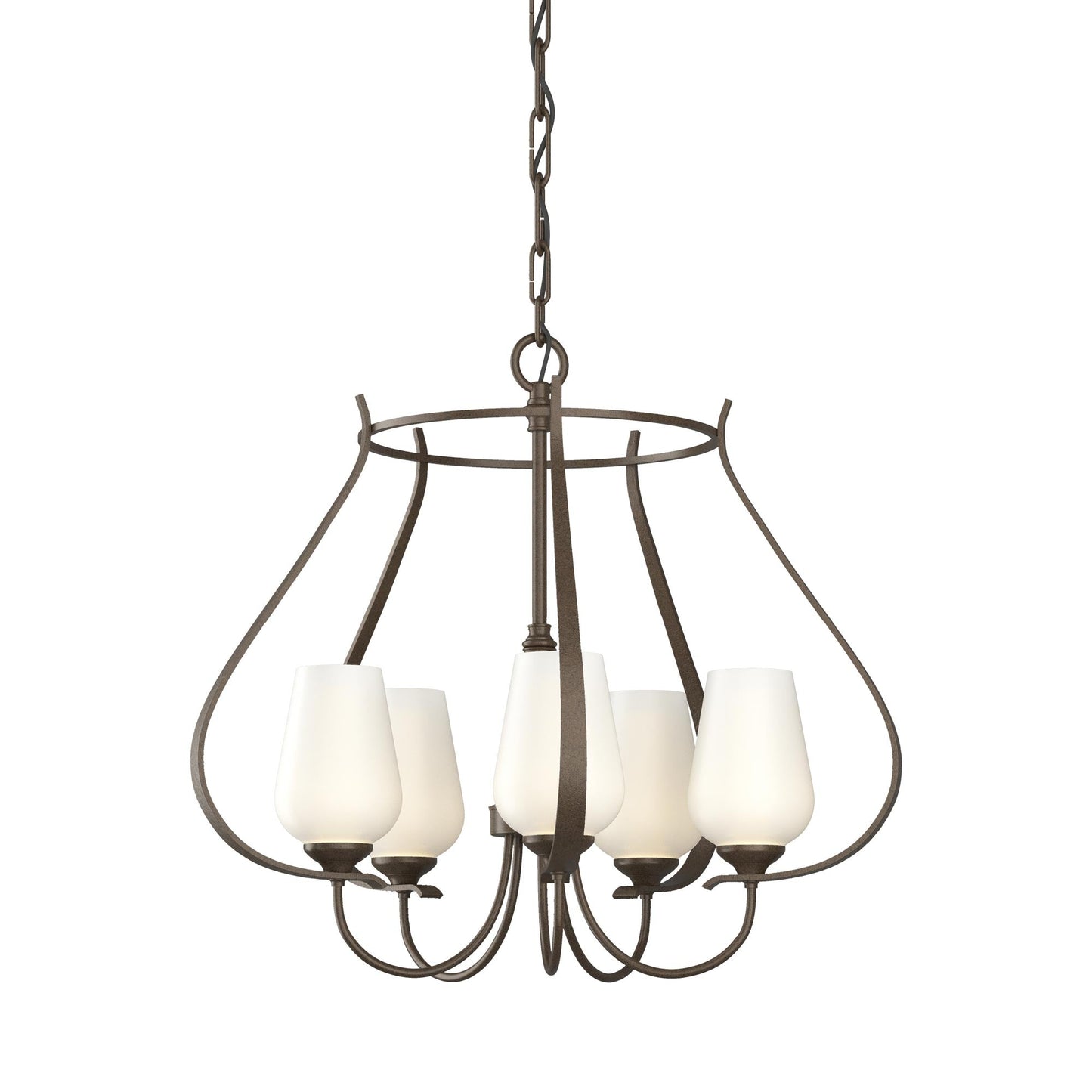 Flora Ring Chandelier in Bronze/Opal Glass (5-Light).