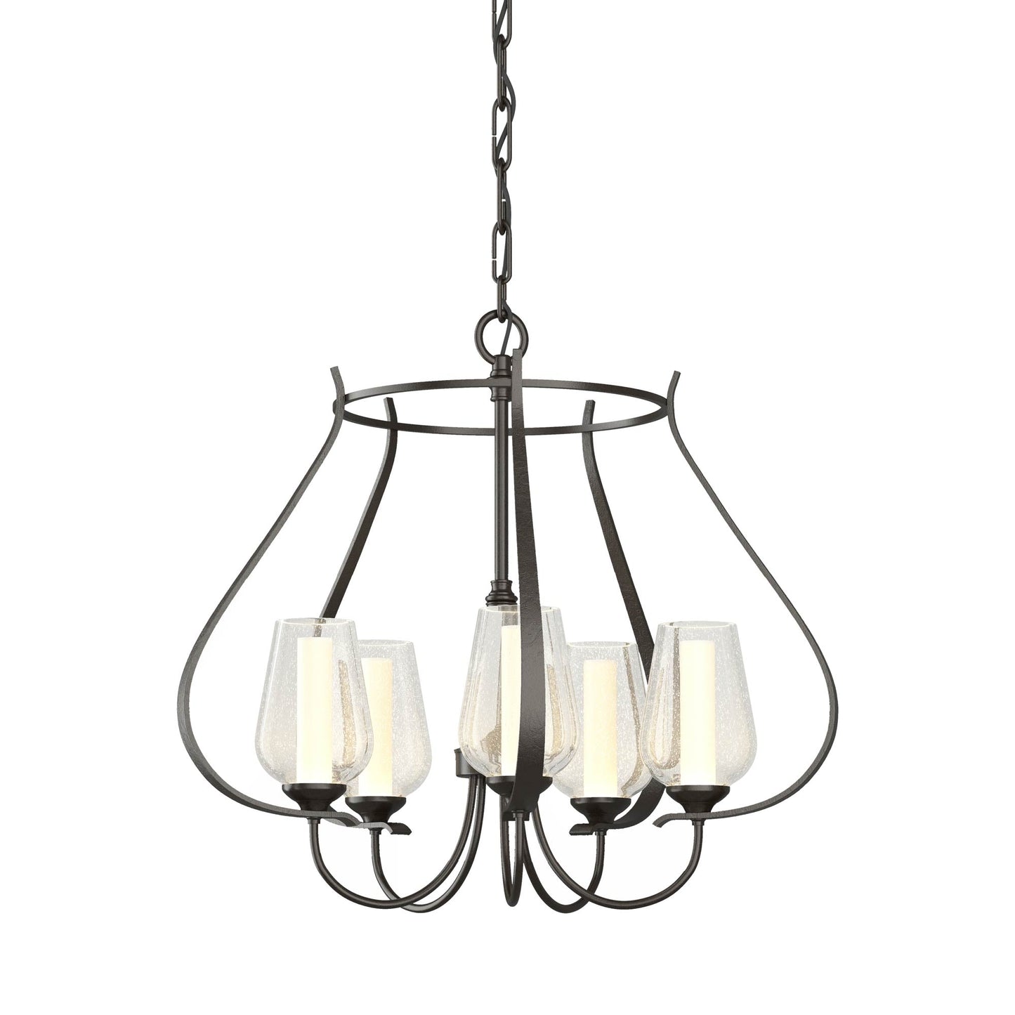 Flora Ring Chandelier in Oil Rubbed Bronze/Opal and Seeded Glass (5-Light).