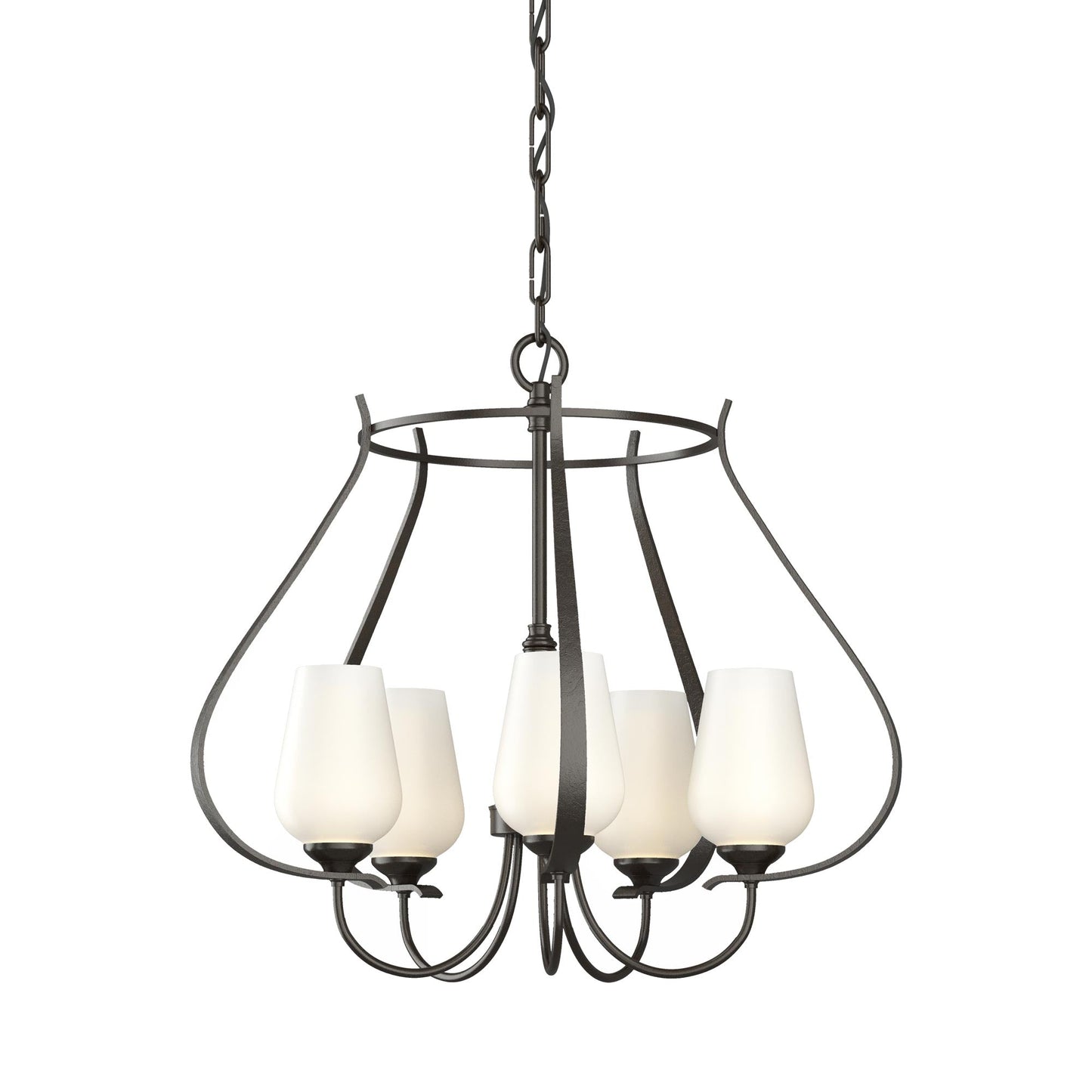 Flora Ring Chandelier in Oil Rubbed Bronze/Opal Glass (5-Light).