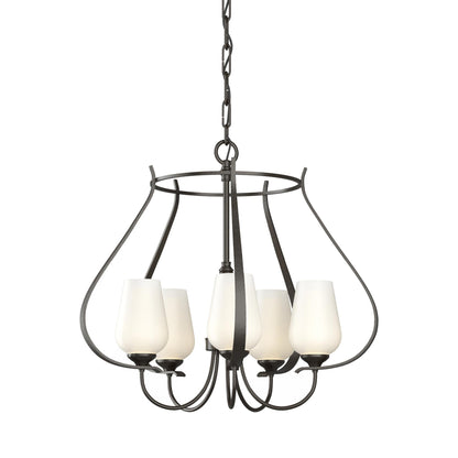Flora Ring Chandelier in Oil Rubbed Bronze/Opal Glass (5-Light).