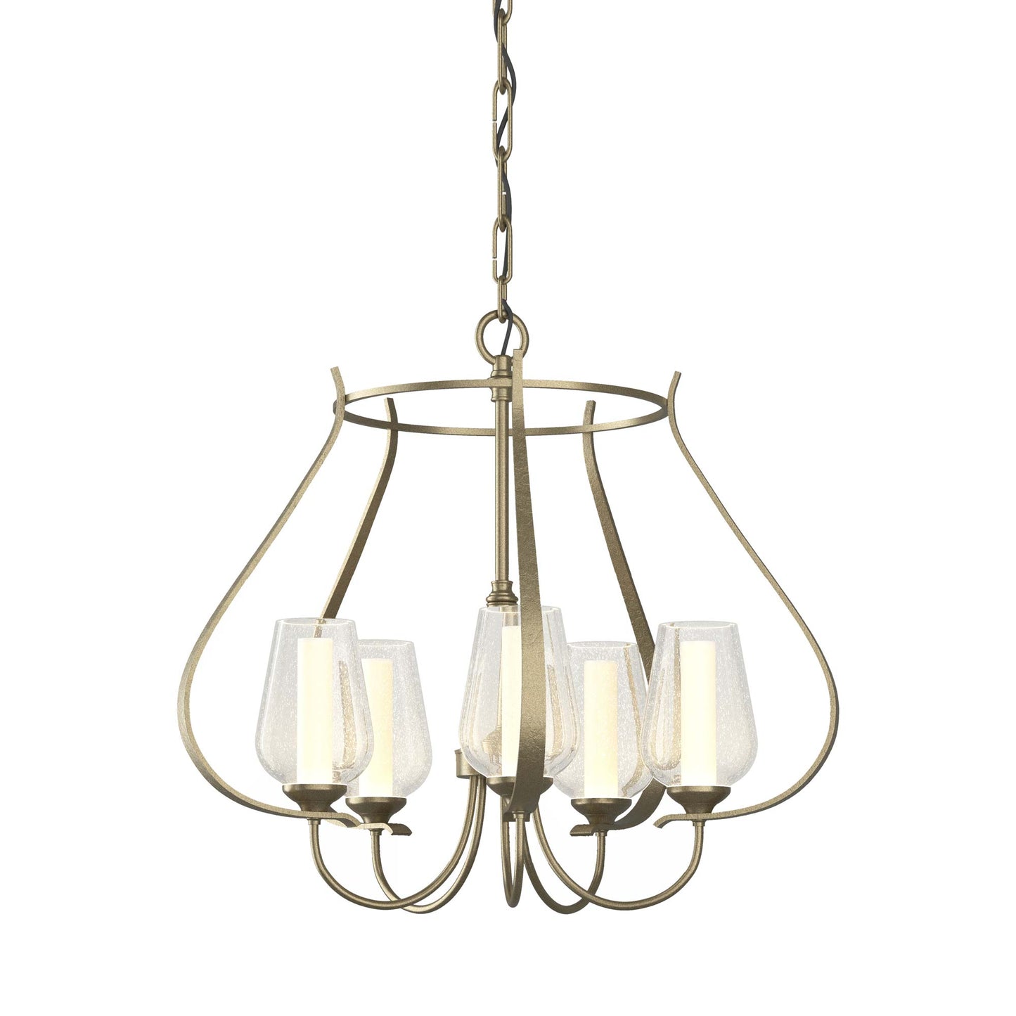 Flora Ring Chandelier in Soft Gold/Opal and Seeded Glass (5-Light).