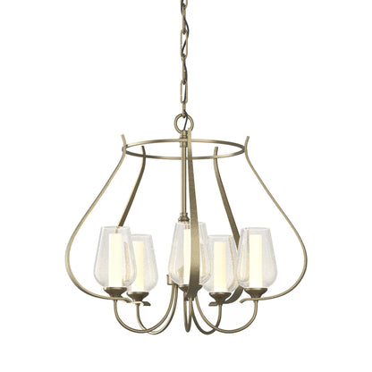 Flora Ring Chandelier in Soft Gold/Opal and Seeded Glass (5-Light).