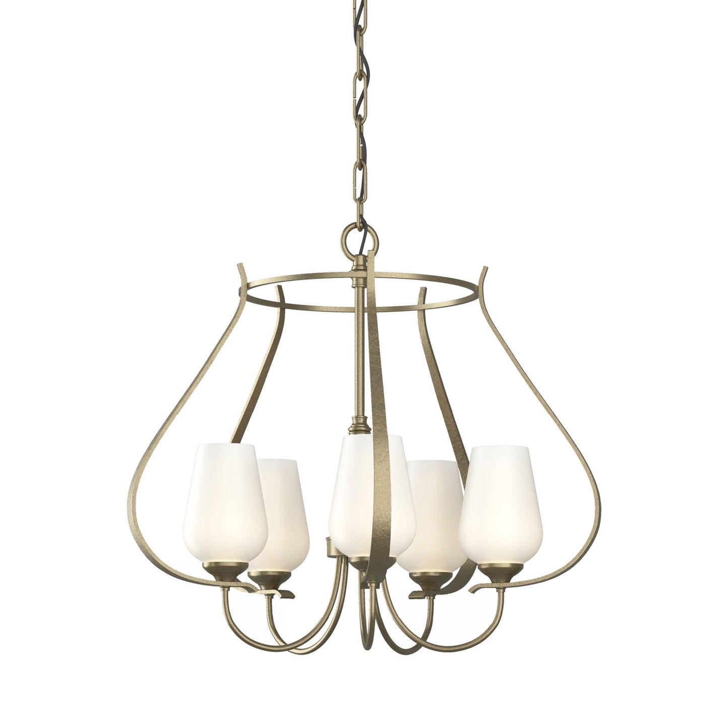Flora Ring Chandelier in Soft Gold/Opal Glass (5-Light).