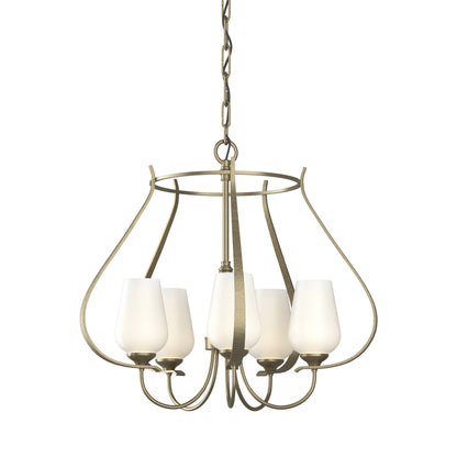 Flora Ring Chandelier in Soft Gold/Opal Glass (5-Light).