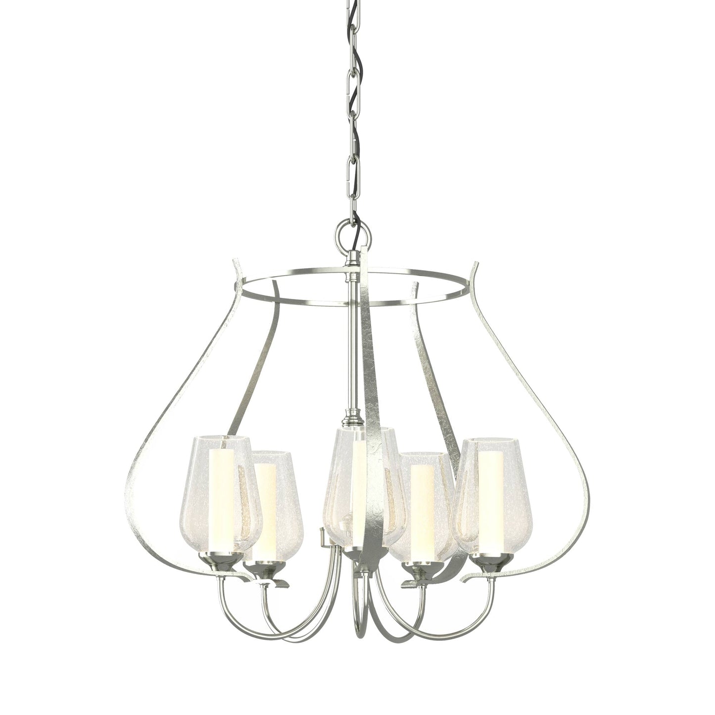 Flora Ring Chandelier in Sterling/Opal and Seeded Glass (5-Light).