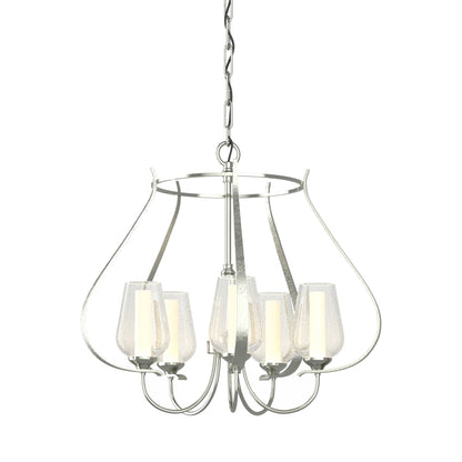 Flora Ring Chandelier in Sterling/Opal and Seeded Glass (5-Light).