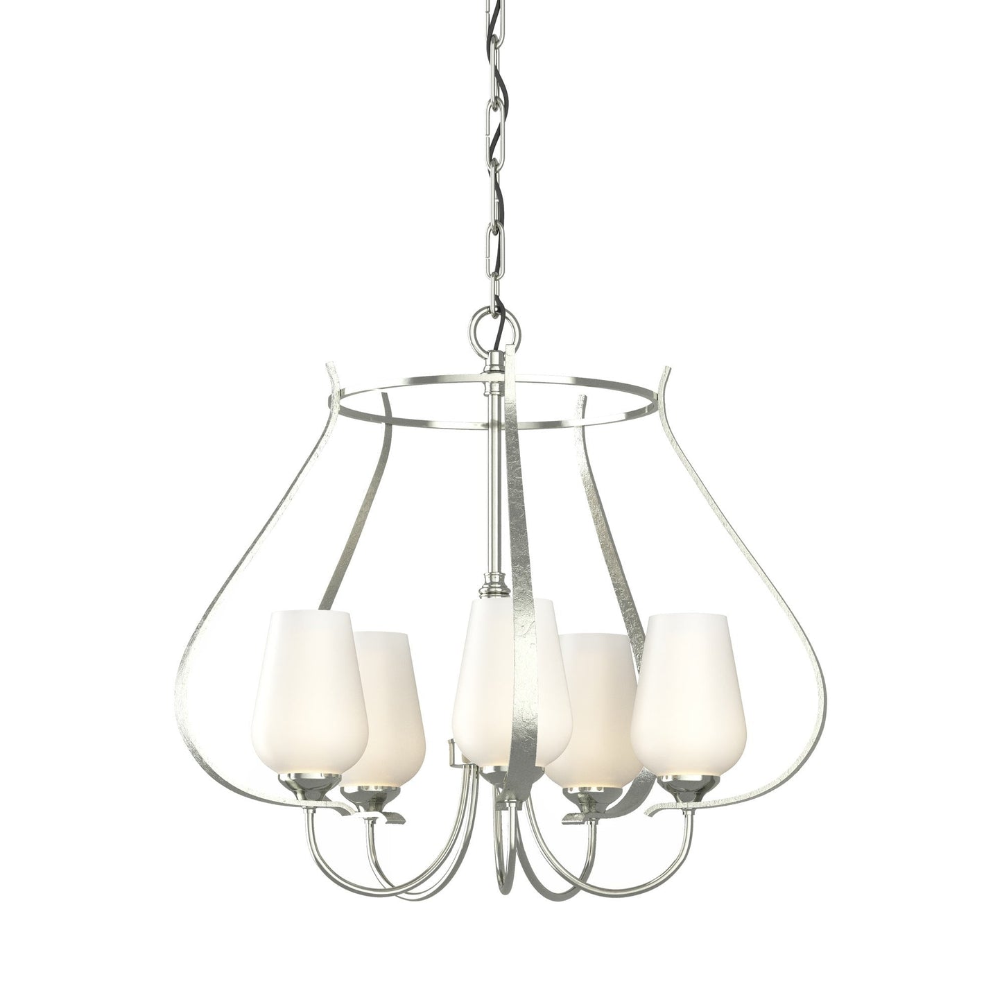 Flora Ring Chandelier in Sterling/Opal Glass (5-Light).