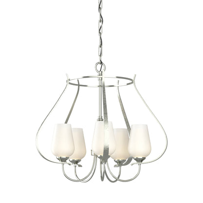 Flora Ring Chandelier in Sterling/Opal Glass (5-Light).