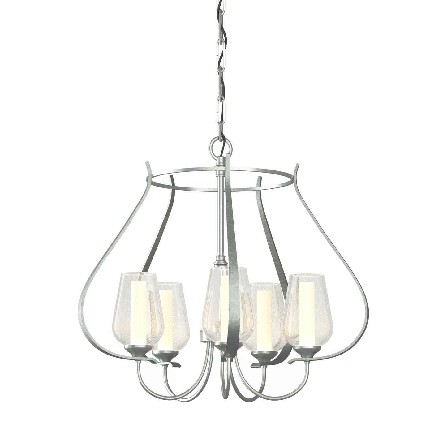 Flora Ring Chandelier in Vintage Platinum/Opal and Seeded Glass (5-Light).