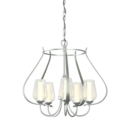 Flora Ring Chandelier in Vintage Platinum/Opal and Seeded Glass (5-Light).