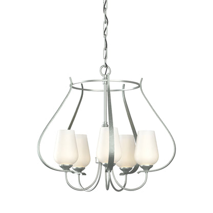 Flora Ring Chandelier in Vintage Platinum/Opal Glass (5-Light).