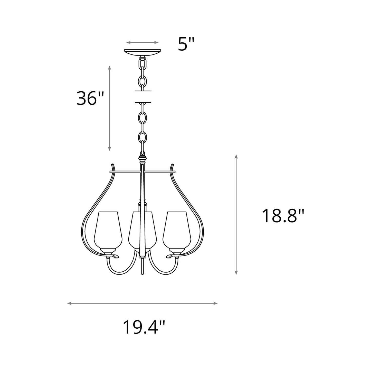Flora Ring Chandelier - line drawing.