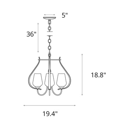 Flora Ring Chandelier - line drawing.