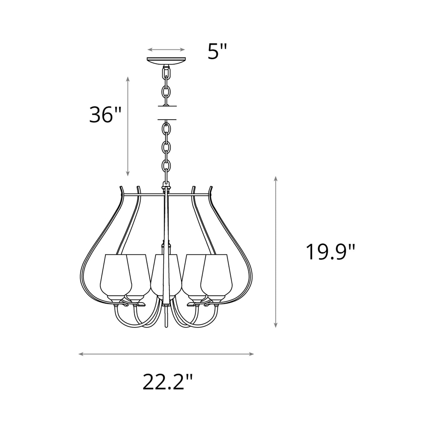 Flora Ring Chandelier - line drawing.