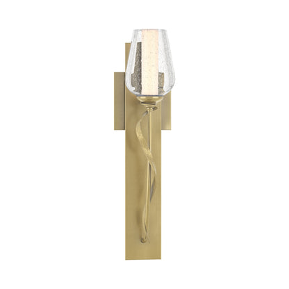 Flora Stem Wall Light in Modern Brass (Opal and Seeded Glass).
