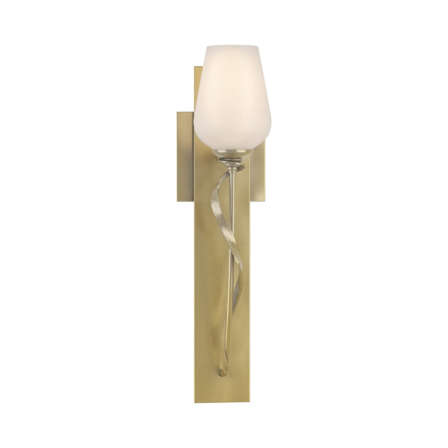 Flora Stem Wall Light in Modern Brass (Opal Glass).