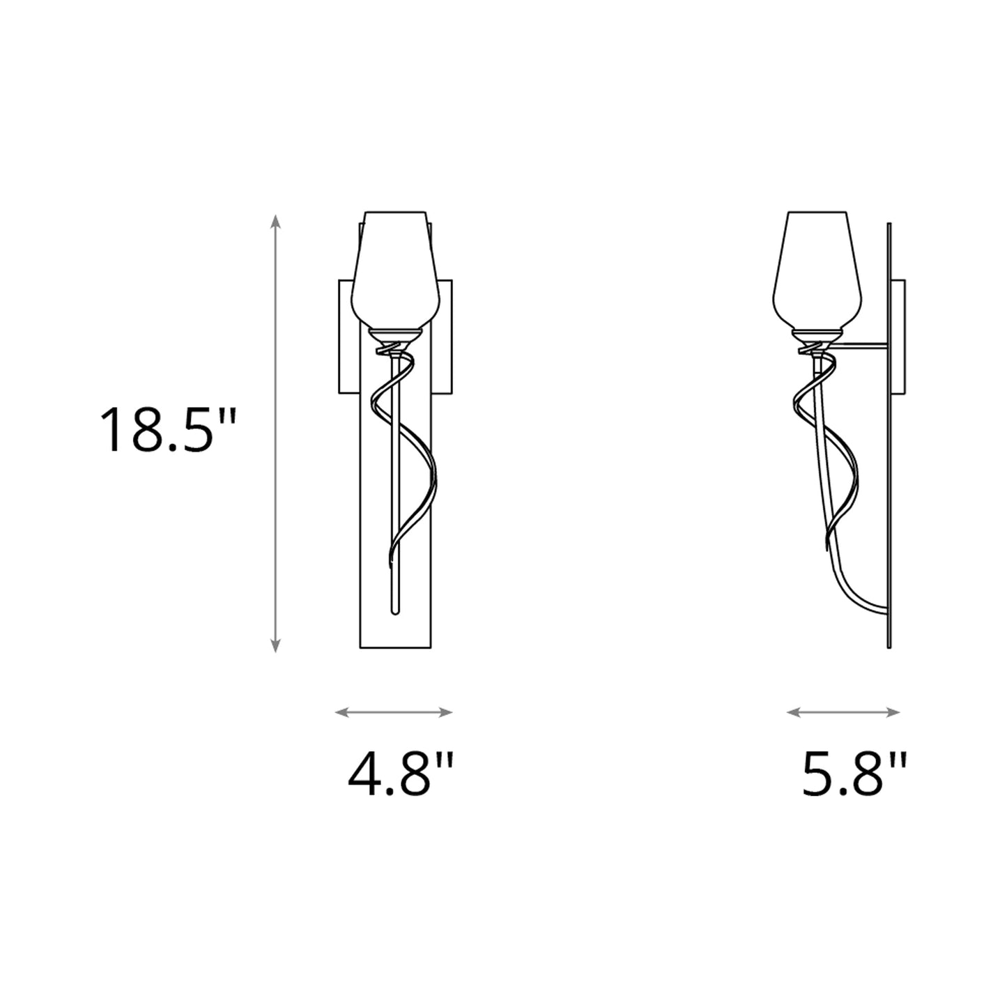 Flora Stem Wall Light - line drawing.