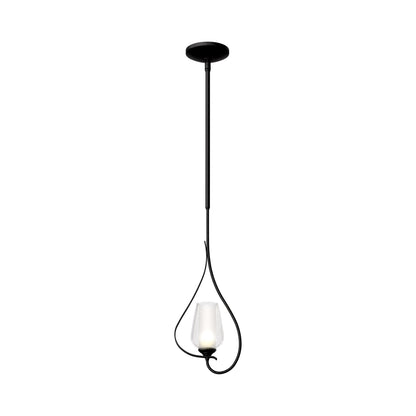Flora Up Light Mini Pendant Light in Black (Opal and Seeded Glass).