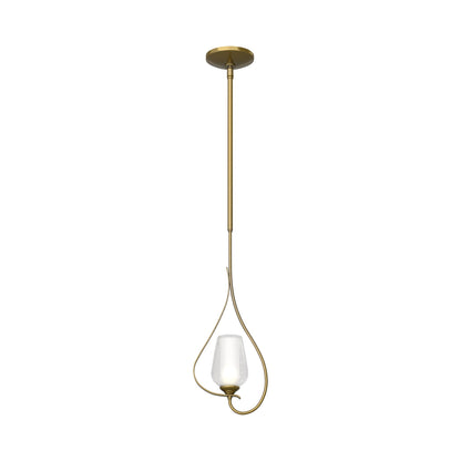Flora Up Light Mini Pendant Light in Modern Brass (Opal and Seeded Glass).