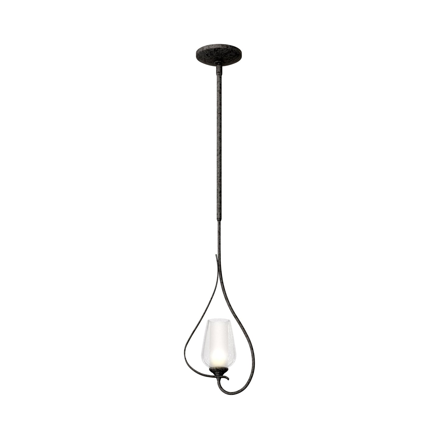 Flora Up Light Mini Pendant Light in Natural Iron (Opal and Seeded Glass).